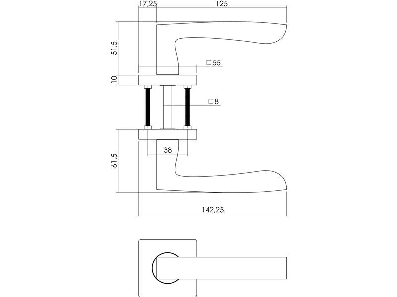 Intersteel Deurkruk Dean op vierkant rozet Mat nikkel