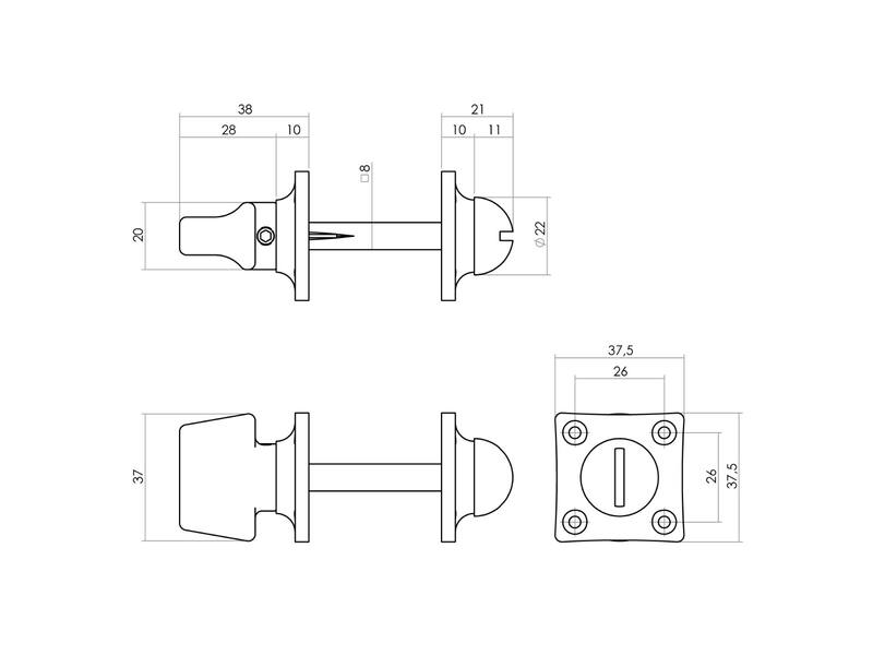 Intersteel Rozet toilet-/badkamersluiting vierkant basic nikkel mat