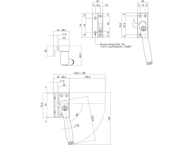 Intersteel Raamsluiting Ton 222 afsluitbaar rechts nikkel mat/ebbenhout