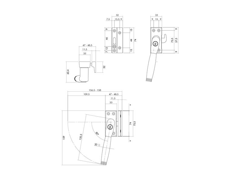 Intersteel Raamsluiting Ton 222 afsluitbaar links nikkel mat/ebbenhout