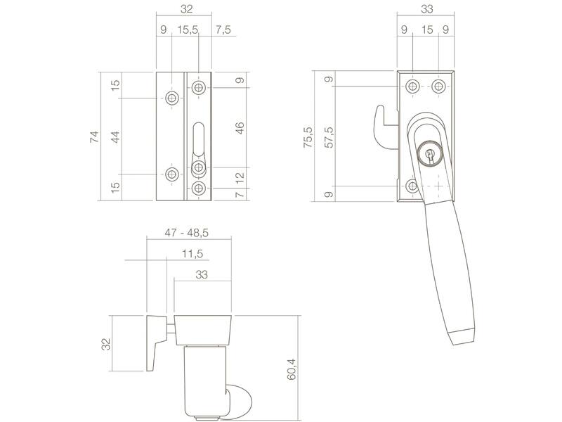 Intersteel Raamsluiting afsluitbaar SKG* links Ton 400 nikkel mat/ebbenhout