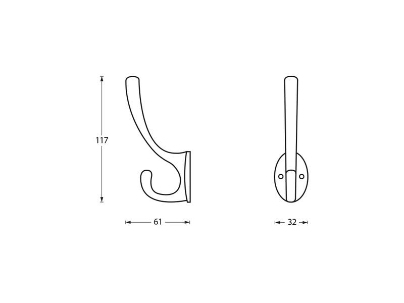 Intersteel Kapstokhaak ovaal Mat nikkel