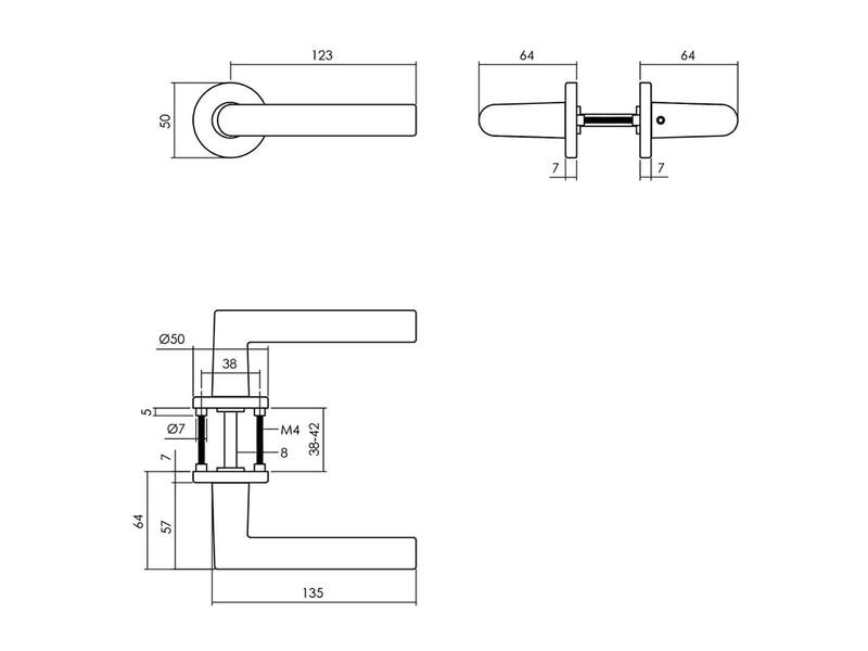 Intersteel Deurkruk Broome op rozet 50x7 mm aluminium zwart