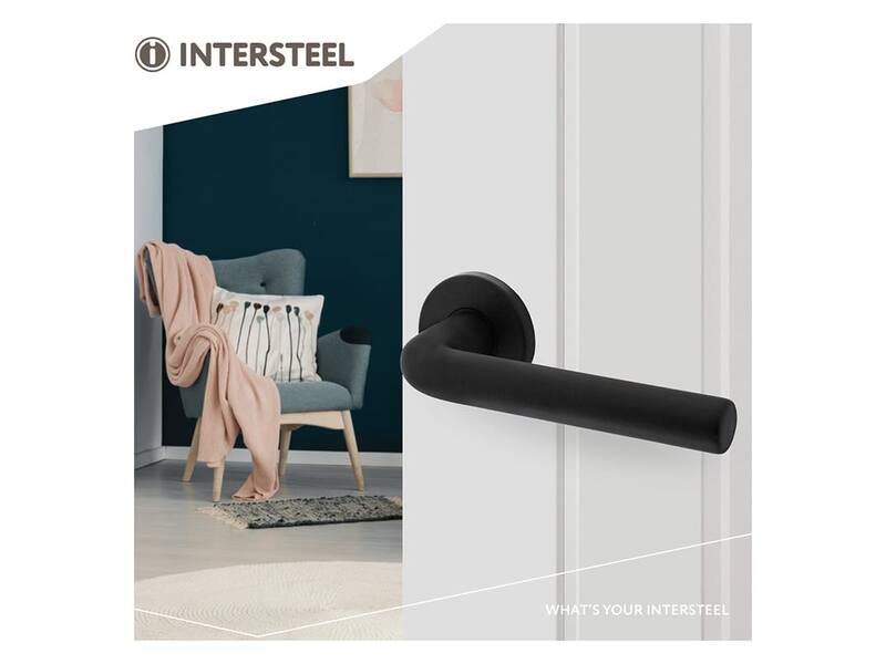 Intersteel Deurkruk Derby op rozet 50x7 mm aluminium zwart