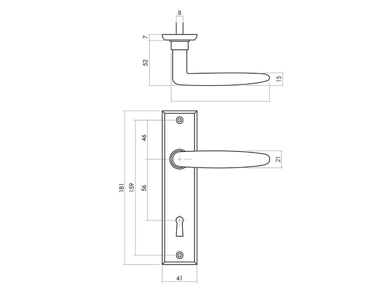 Intersteel Deurkruk Sophie met schild 181x41x7mm sleutelgat 56mm mat zwart