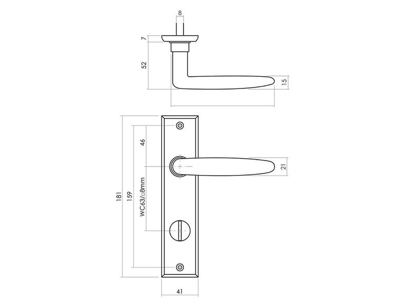 Intersteel Deurkruk Sophie met schild 181x41x7mm WC63/8mm mat zwart