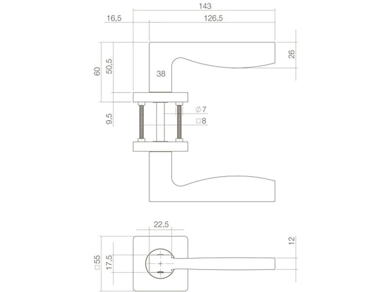Intersteel Deurkruk Apollo op vierkant rozet mat zwart