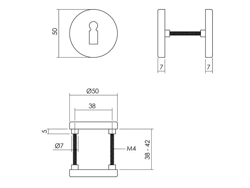 Sleutelrozet rond 50x7 mm Zwart