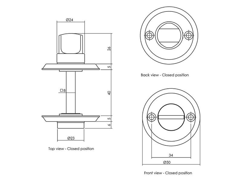 Intersteel Rozet toilet-/badkamersluiting schroefgat mat zwart