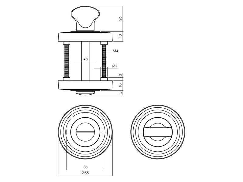 Intersteel Wc-sluiting verdekt rond 54x9mm met nokken zwart
