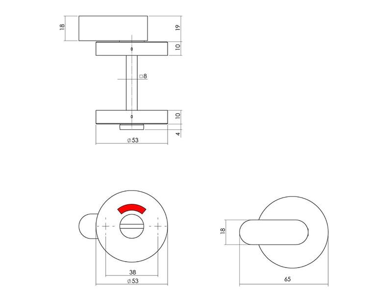 Intersteel Rozet toilet-/badkamersluiting comfortknop rond verdekt rvs mat zwart
