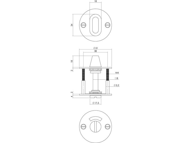 Intersteel Rozet toilet-/badkamersluiting 2 mm dun rvs/zwart