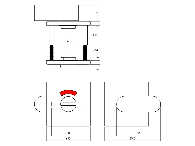 Intersteel Rozet toilet-/badkamersluiting vierkant rvs mat zwart