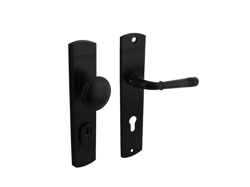 Intersteel Voordeurbeslag Helena knop/kruk profielcilindergat 72 mm met kerntrekbeveiliging zwart
