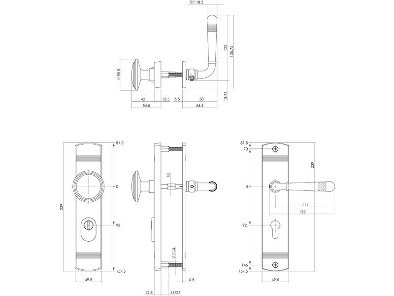 Intersteel Voordeurbeslag Helena knop/kruk profielcilindergat 92 mm met kerntrekbeveiliging zwart