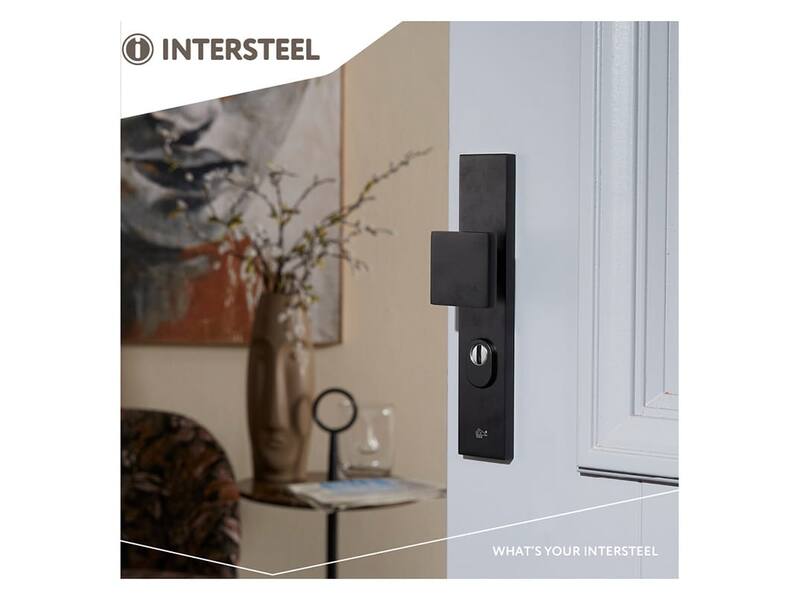 Intersteel Veiligheidsbeslag met kerntrekbeveiliging SKG*** profielcilinder 55 mm rechthoekig voordeurbeslag zwart