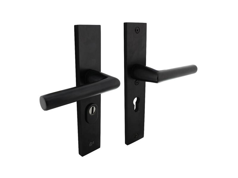 Intersteel Veiligheidsbeslag met kerntrekbeveiliging SKG*** profielcilinder 55 mm rechthoekig achterdeurbeslag zwart