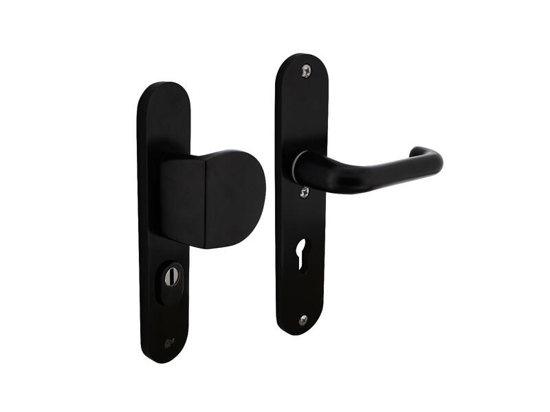 Intersteel Veiligheidsbeslag SKG*** greep/kruk profielcilinder 72 mm met kerntrekbeveiliging aluminium zwart