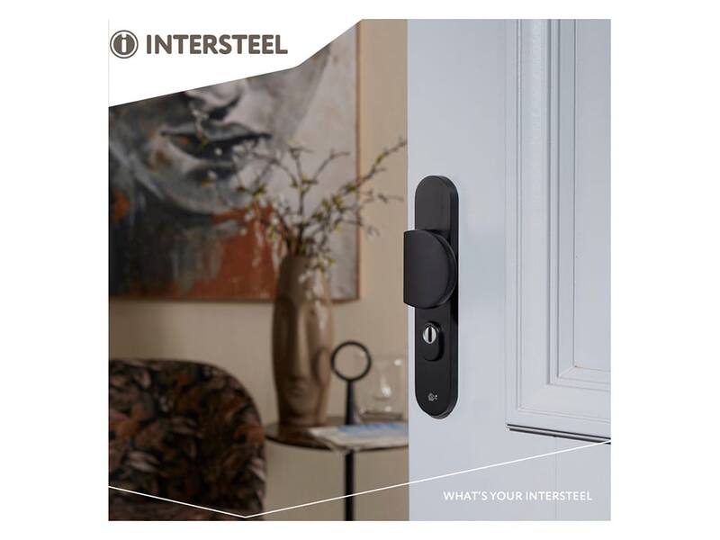 Intersteel Veiligheidsbeslag SKG*** greep/kruk profielcilinder 72 mm met kerntrekbeveiliging aluminium zwart