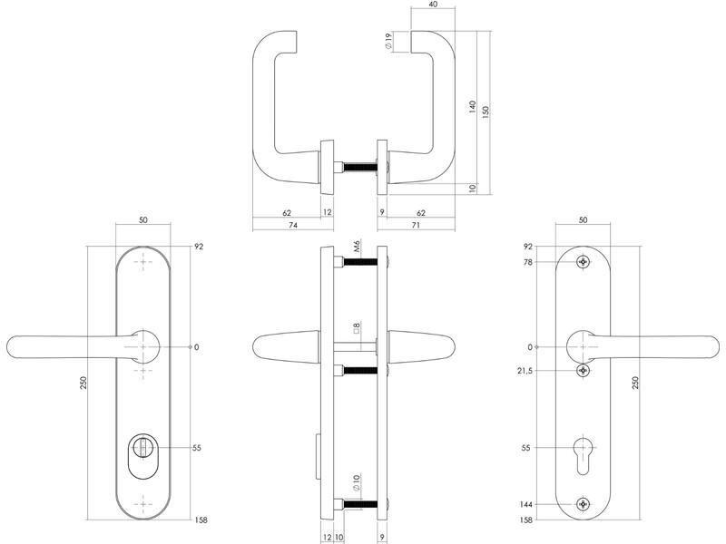 Intersteel Veiligheidsbeslag SKG*** kruk/kruk profielcilinder 55 mm met kerntrekbeveiliging aluminium zwart
