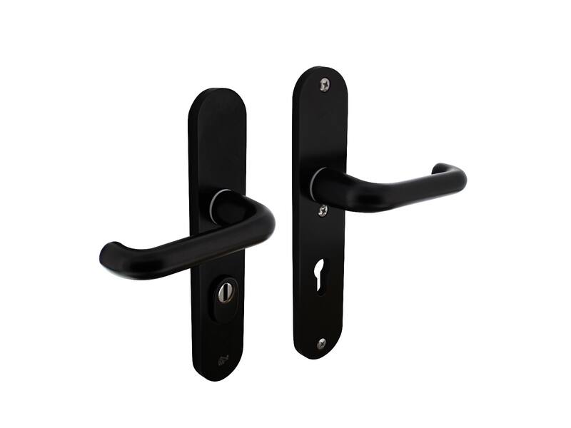 Intersteel Veiligheidsbeslag SKG*** kruk/kruk profielcilinder 72 mm met kerntrekbeveiliging aluminium zwart