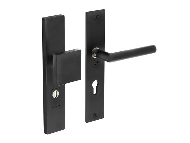 Intersteel Veiligheidsbeslag kerntrekbeveiliging profielcilindergat rechthoekig mat zwart 72 mm voordeurbeslag