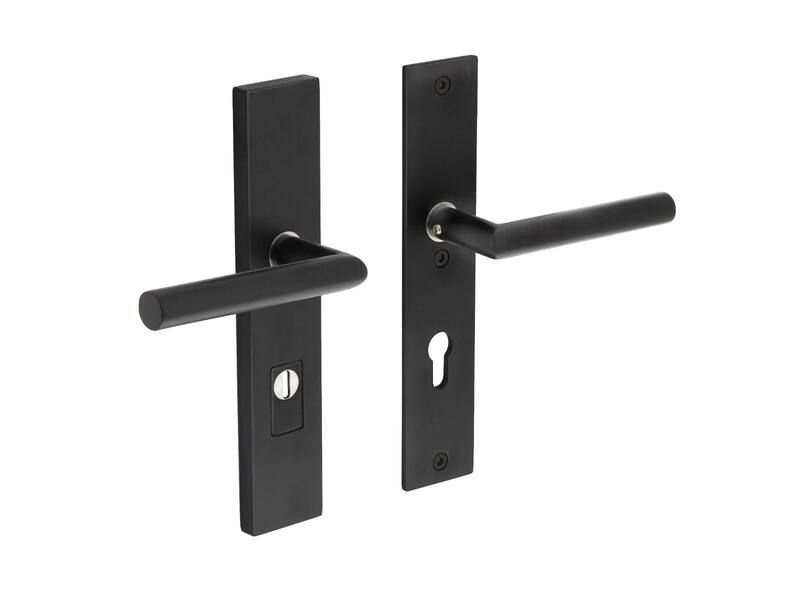 Intersteel Veiligheidsbeslag rechthoekig met kerntrekbeveiliging profielcilindergat mat zwart 55 mm achterdeurbeslag