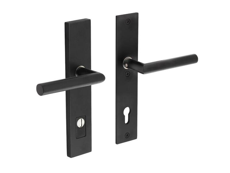 Intersteel Veiligheidsbeslag rechthoekig met kerntrekbeveiliging profielcilindergat mat zwart 92 mm achterdeurbeslag