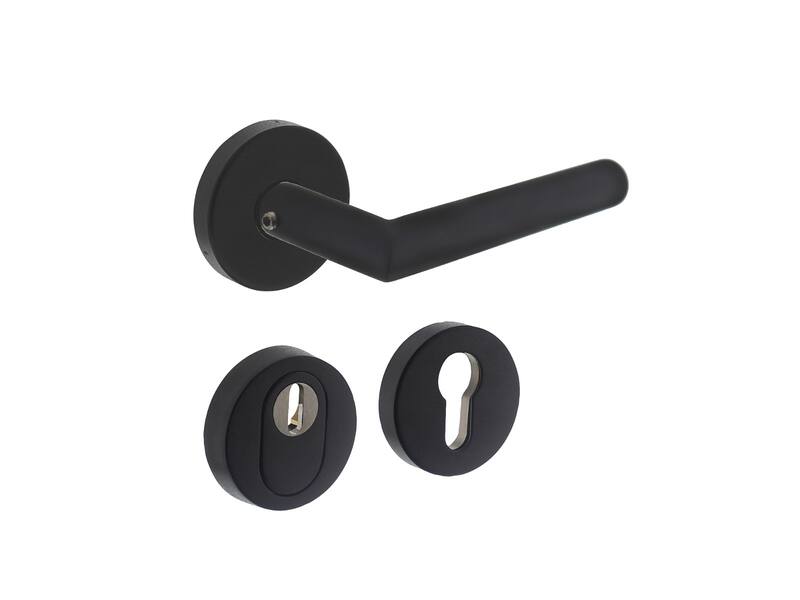 Intersteel Set achterdeurbeslag rond SKG*** met kerntrekbeveiliging rvs zwart
