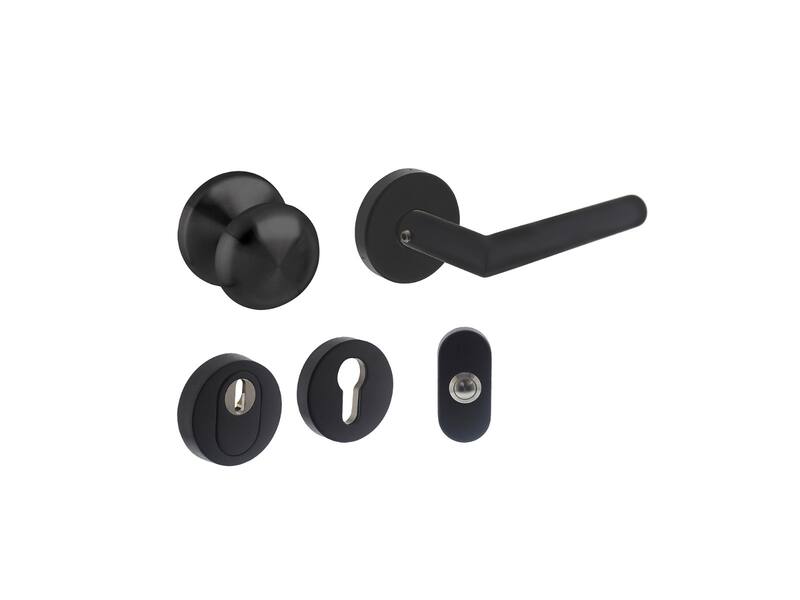 Intersteel Basis voordeurset veiligheidsbeslag SKG*** rond rvs zwart met kerntrekbeveiliging