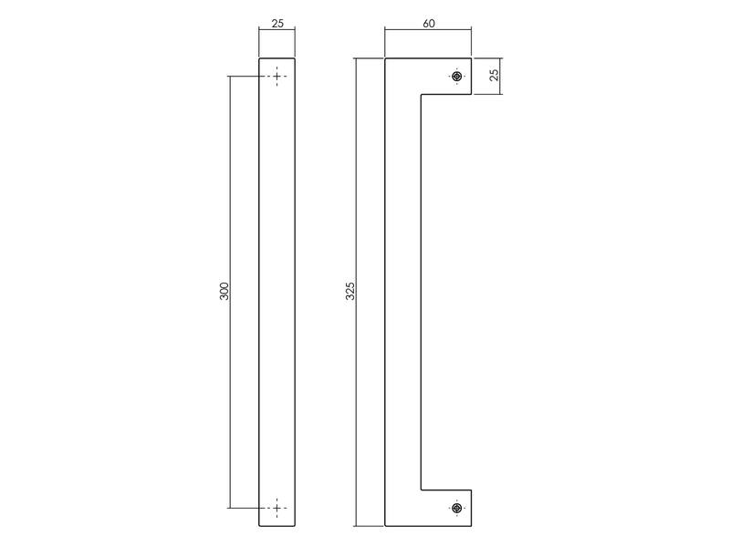 Intersteel Deurgreep Vierkant per stuk 325x60x25 mm mat zwart