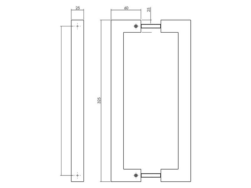 Intersteel Deurgrepen Vierkant per paar 325x60x25 mm mat zwart