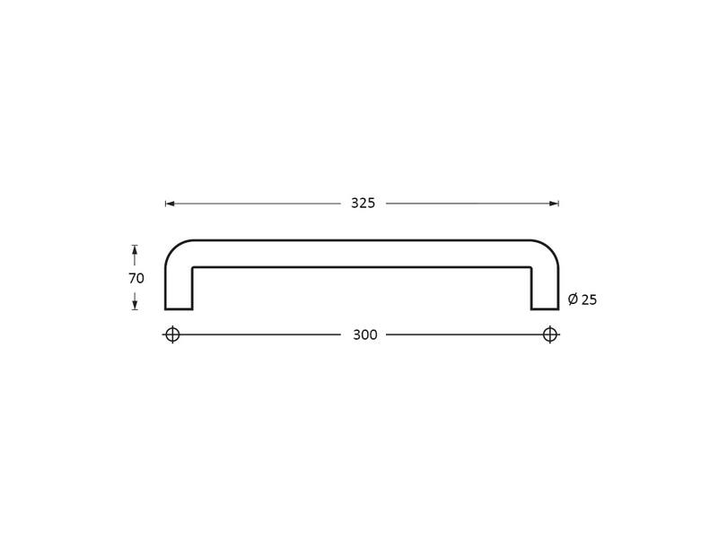 Intersteel Deurgreep U-vorm per stuk 325x70x25 mm mat zwart