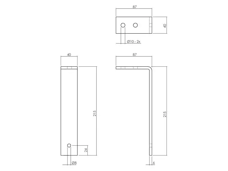 Intersteel Set van 5 plafondbeugels tbv schuifdeursysteem mat zwart