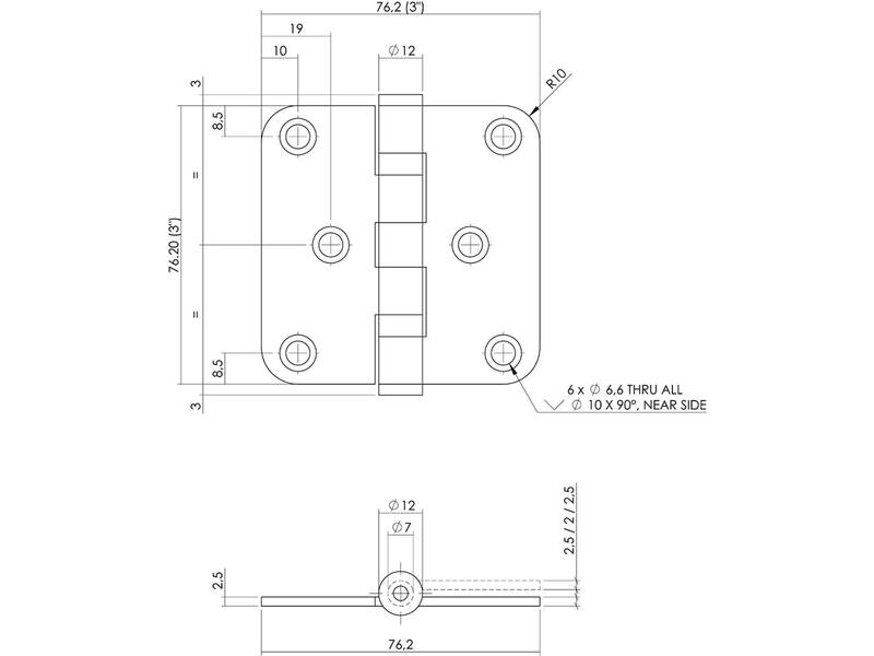 Intersteel Kogellagerscharnier afgerond tot 50 kilo mat zwart