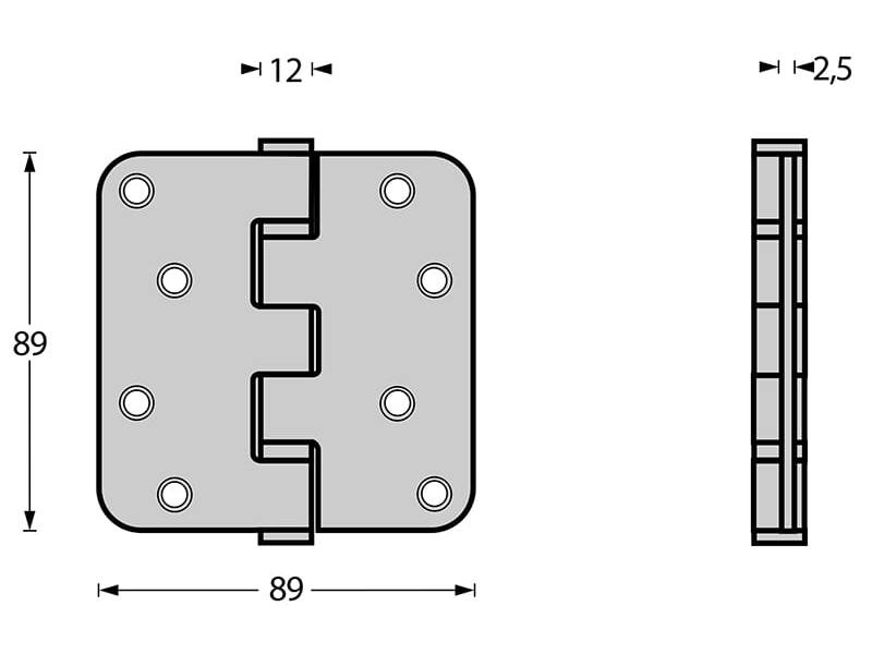Intersteel Kogellagerscharnier afgerond tot 70 kilo mat zwart
