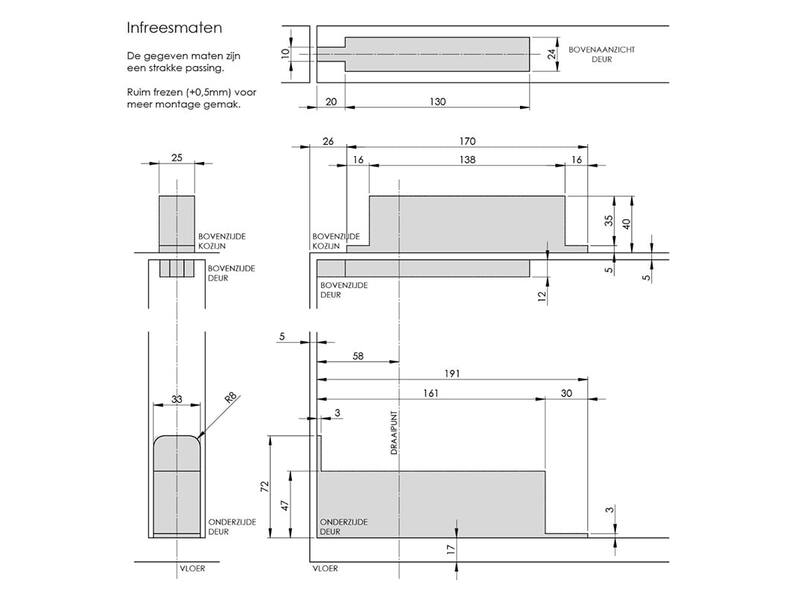 Intersteel Taatsscharnier tot 75 kilo zwart