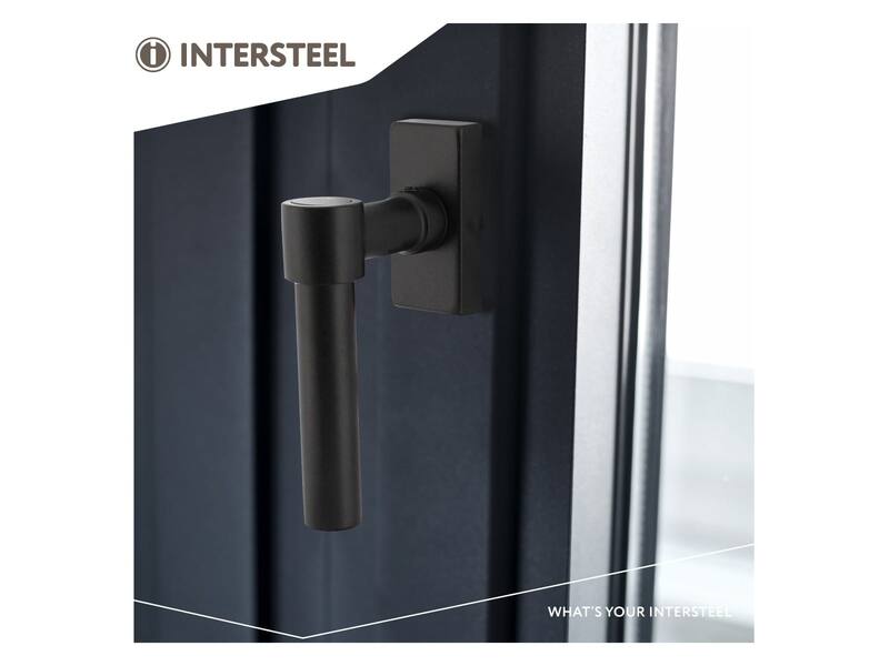 Intersteel Raamkruk L-vorm recht op rechthoekige rozet zwart