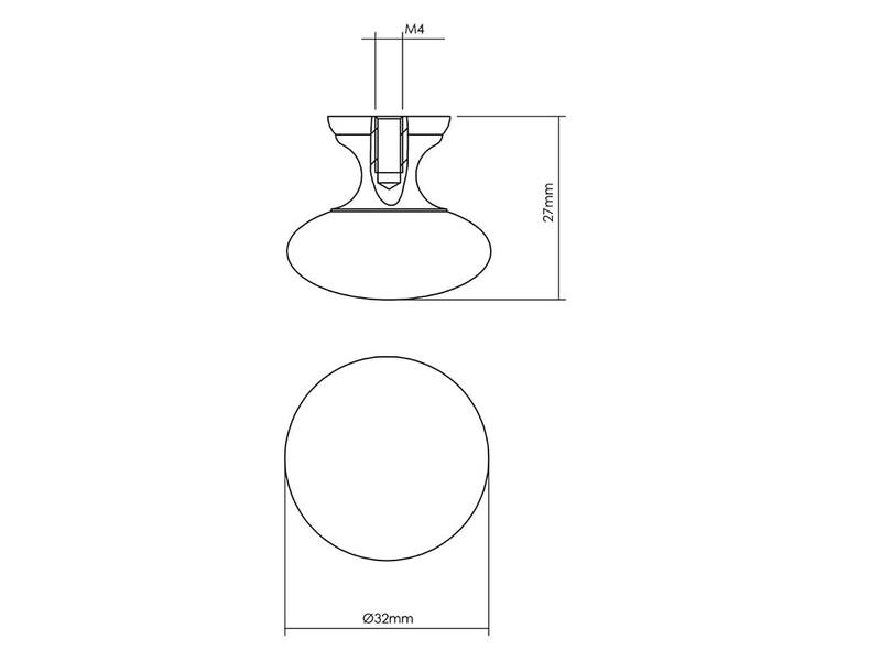 Intersteel Meubelknop paddenstoel 32 mm zwart