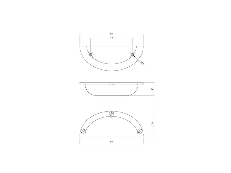 Intersteel Meubelgreep Komgreep 64/94mm messing antiek