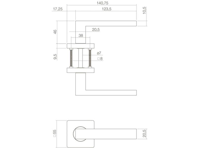 Intersteel Deurkruk Hera op vierkante rozet 55x55x10 mm wit