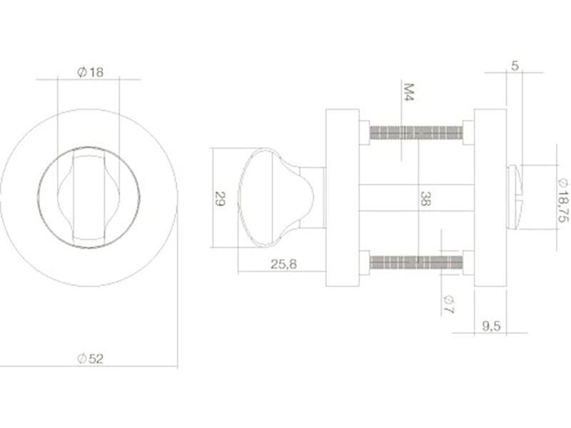 Intersteel Rozet met toilet-/badkamersluiting rond 52x10 mm wit