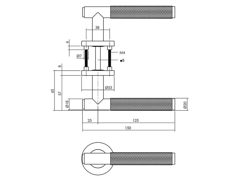 Intersteel Deurkruk Rombo op rozet 53x8 mm antracietgrijs