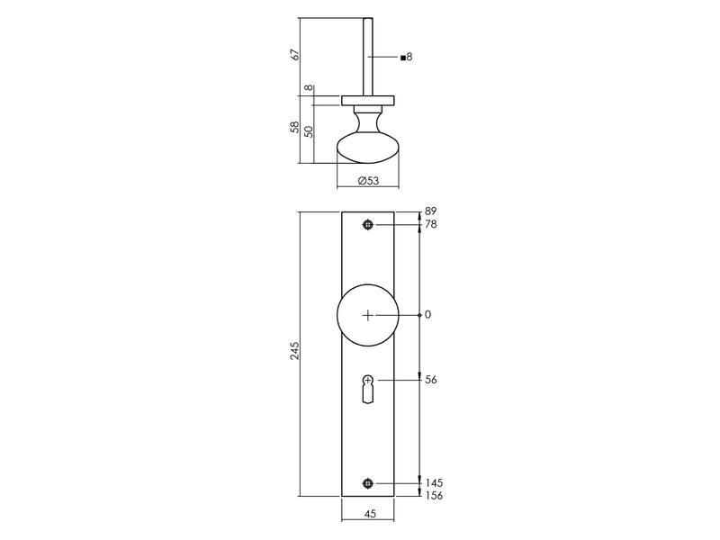 Intersteel Knopschild 245x45 mm SL56 Antraciet