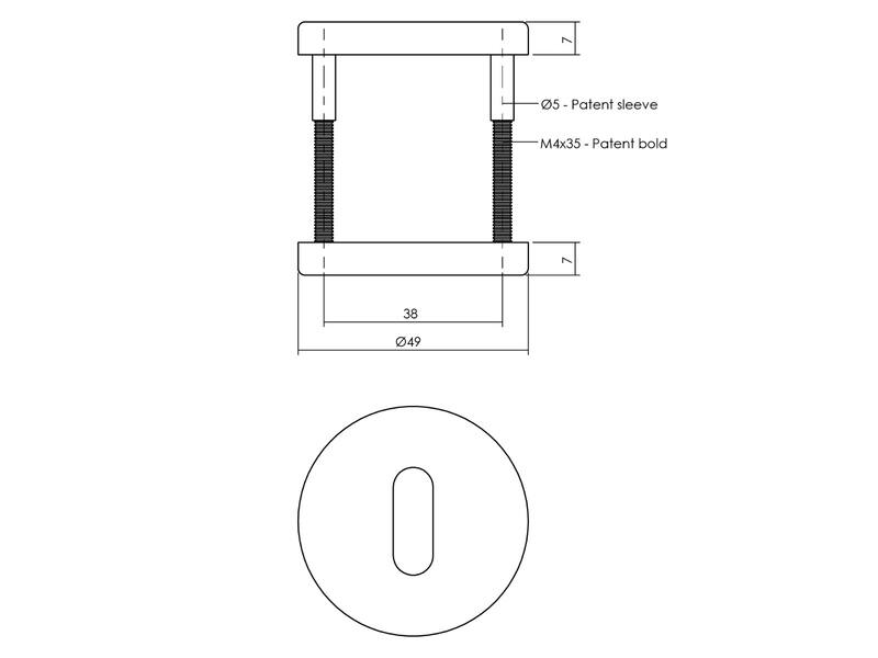 Intersteel Rozet met sleutelgat rond 49x7 mm grijs