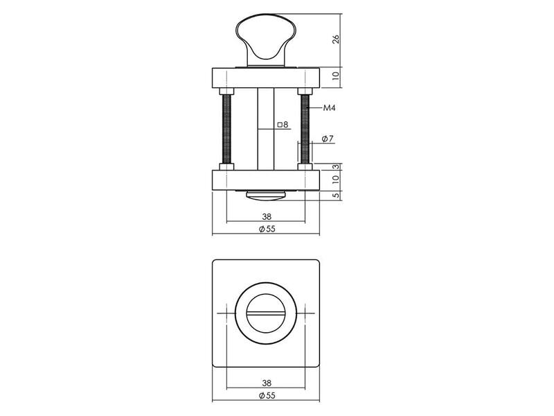 Intersteel Rozet met toilet-/badkamersluiting vierkant antracietgrijs