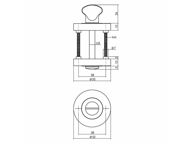 Intersteel Rozet met toilet-/badkamersluiting 52x10mm antracietgrijs
