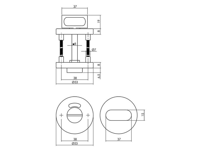 Intersteel Rozet met toilet-/badkamersluiting 53x8 mm antracietgrijs