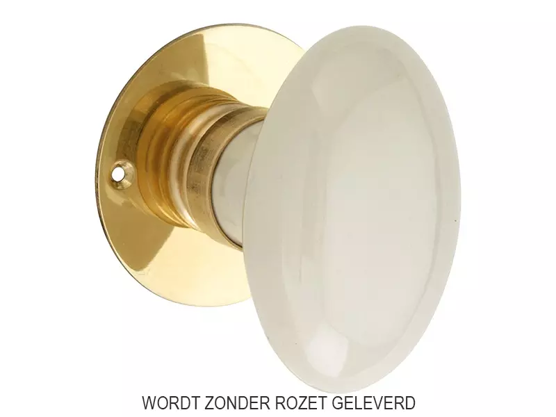 Knopkruk Evelyne Ovaal Ivoor Porselein en messing 65x42mm