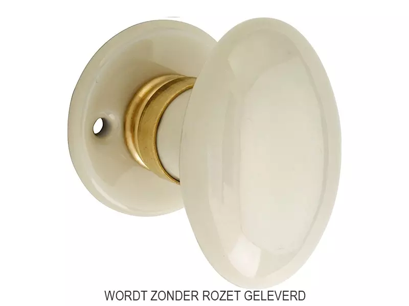 Knopkruk Evelyne Ovaal Ivoor Porselein en messing 65x42mm